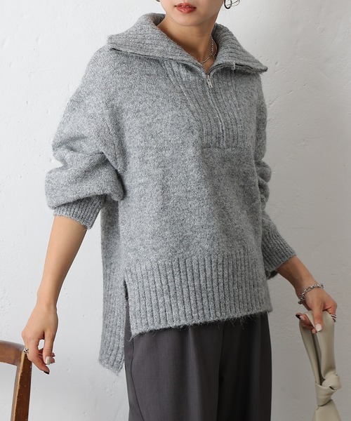 サムソナイト イタリア製 セーター ニット ハーフジップ アルパカ