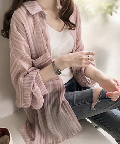 「Miniministore」 「BiBiJia」長袖ブラウス X-LARGE ピンク レディース_画像2