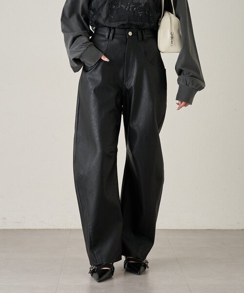 M-LINE パンツ 「mline」レザーカーブパンツ レディース : ZOZOTOWN