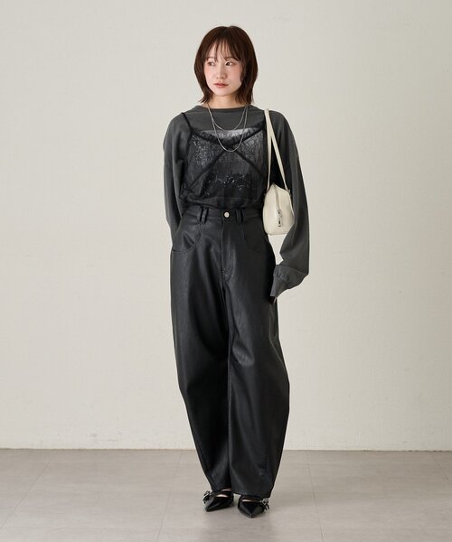 M-LINE パンツ 「mline」レザーカーブパンツ レディース : ZOZOTOWN