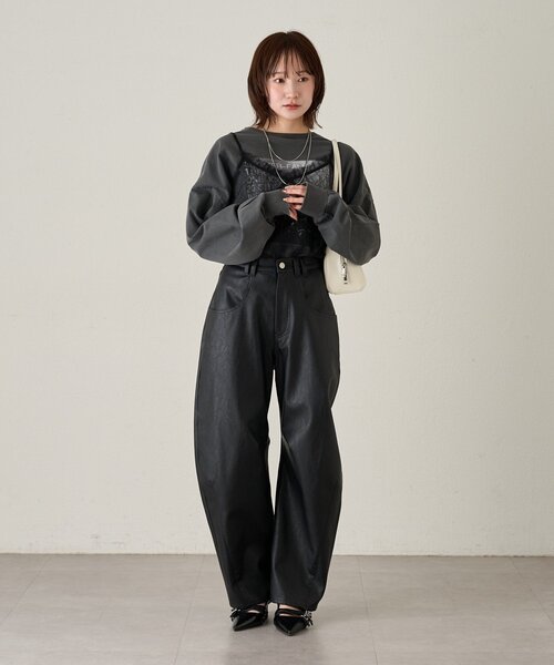 【人気☆MELT THE LADY】こげ茶　フェイクレザーパンツ　サイズM M-LINE パンツ 「mline」レザーカーブパンツ レディース : ZOZOTOWN