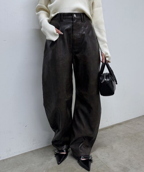 M-LINE パンツ 「mline」レザーカーブパンツ レディース : ZOZOTOWN
