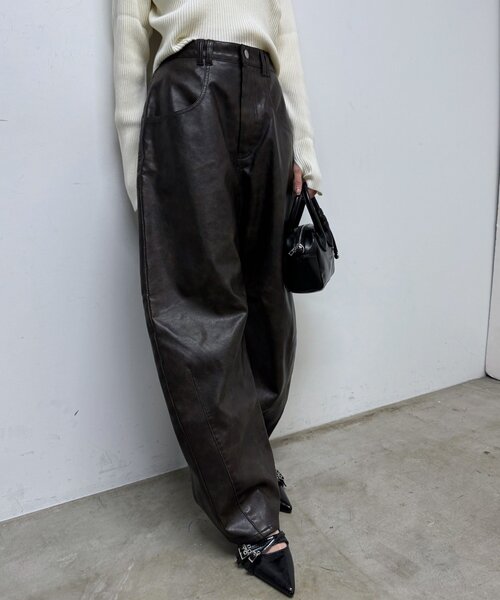 M-LINE パンツ 「mline」レザーカーブパンツ レディース : ZOZOTOWN