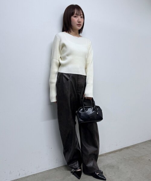 M-LINE パンツ 「mline」レザーカーブパンツ レディース : ZOZOTOWN