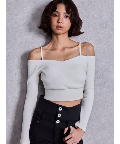 GYDA（ジェイダ） tシャツ カシュクールデザインオフショルトップス