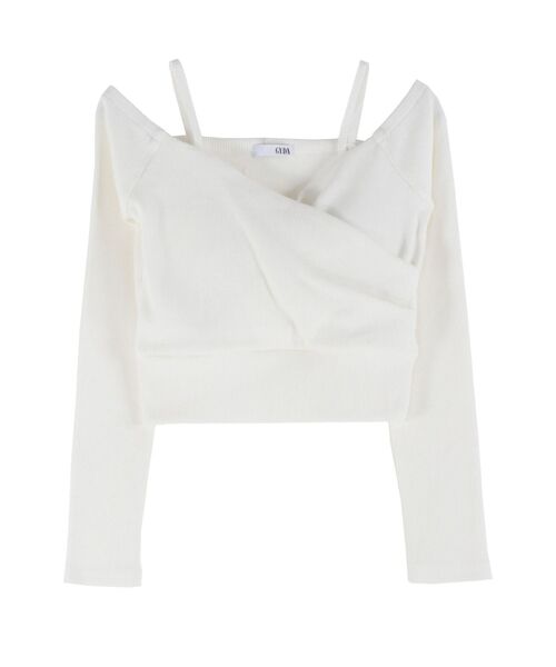 GYDA（ジェイダ） tシャツ カシュクールデザインオフショルトップス