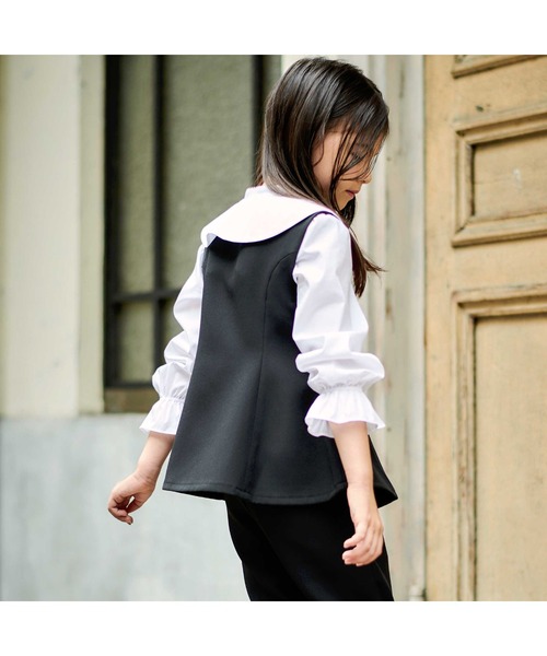 BeBe（ベベ） ベスト 入学式 卒園式 ダブルクロスパールボタンフレア