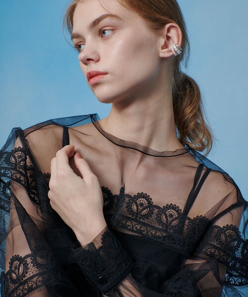 ブラウス シャツ 「LOULOU WILLOUGHBY」チュールレースブラウス レディースの画像