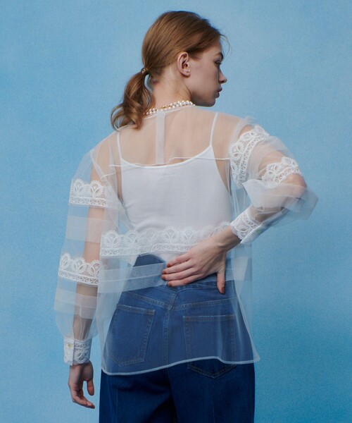 ブラウス シャツ 「LOULOU WILLOUGHBY」チュールレースブラウス レディースの画像