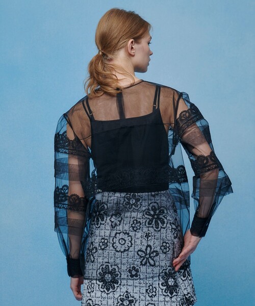 ブラウス シャツ 「LOULOU WILLOUGHBY」チュールレースブラウス レディースの画像