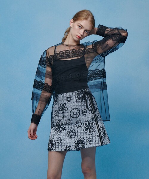 ブラウス シャツ 「LOULOU WILLOUGHBY」チュールレースブラウス レディースの画像