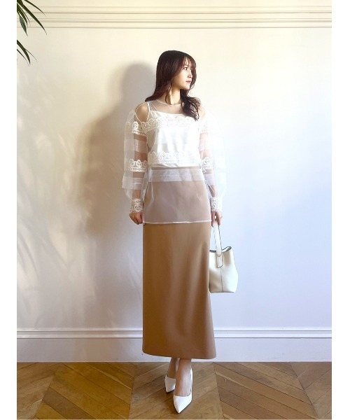 ブラウス シャツ 「LOULOU WILLOUGHBY」チュールレースブラウス レディースの画像