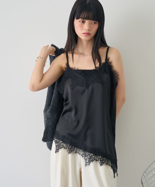 NOGLE キャミソール 「NOGLE/ノグル」サテンレースアシメキャミソール