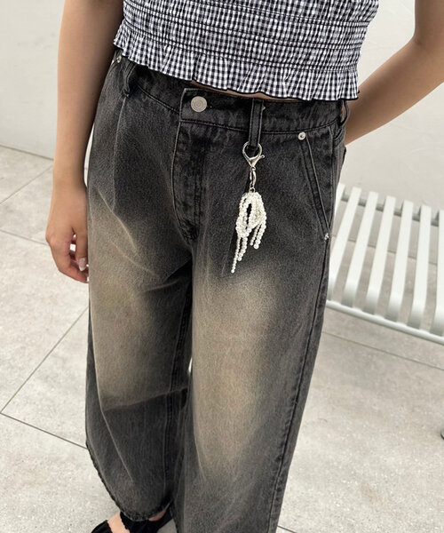 [OLIVE des OLIVE] Denim брюки MEDIUM оттенок черного прочее женский 