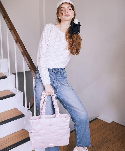 新品メゾンドフルール ハンドバッグ ショルダーバッグ【バラとリボンの刺繍】1点 メゾン ド フルール Maison de FLEUR ローズリボン刺繍2Wayトート