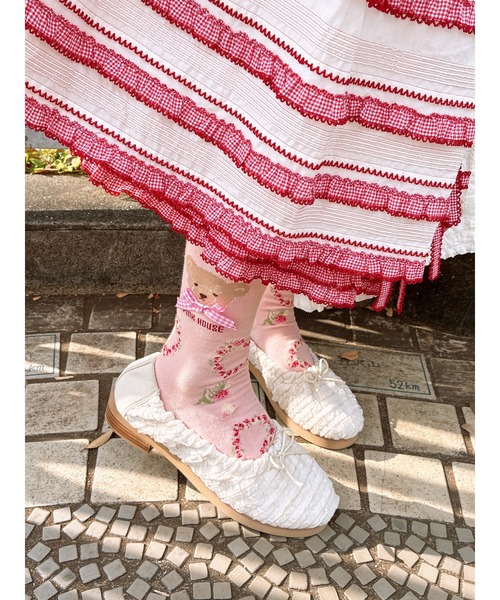 【美品♡】PINK HOUSE バレエシューズ Sサイズホワイトです(^^)♡ PINK HOUSE（ピンクハウス） バレエシューズ パンプス フリル使い