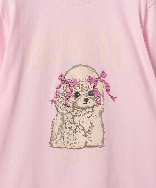 tシャツ GANNI/ガニー Basic cotton Jersey T-shirt / A1050062 / フロントプリント 半袖Tシャツの画像