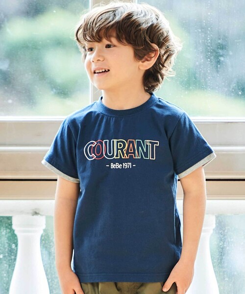BeBe（ベベ） tシャツ マルチカラーロゴプリント天竺半袖Tシャツ