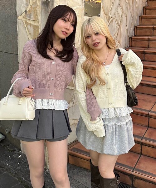 「continuer de NICE CLAUP」 ニットカーディガン FREE イエロー レディース_画像6