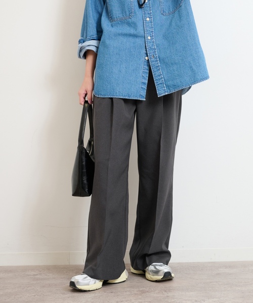 「JOURNAL STANDARD relume」 イージーパンツ 38 ネイビー レディースの画像