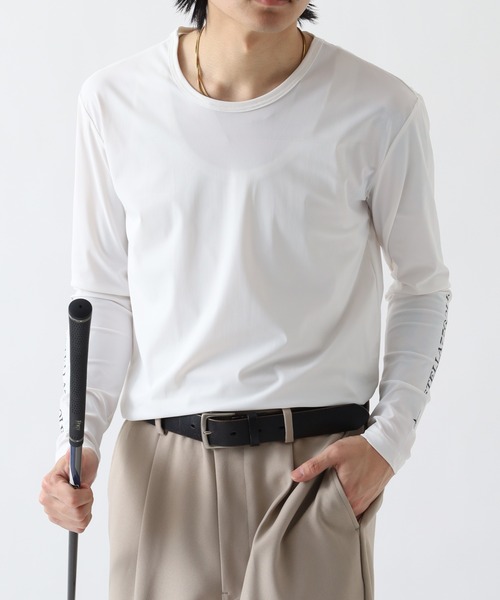 FR2GOLF モックネック Tシャツ ホワイト STELLA77GOLF tシャツ 接触冷感ゴルフモックネック長袖T メンズ