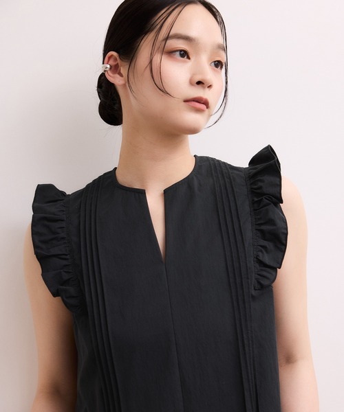 ADAM ET ROPE ノースリーブ フリル ロングワンピース ADAM ET ROPE'（アダムエロペ） ワンピース 「WEB限定」フリル