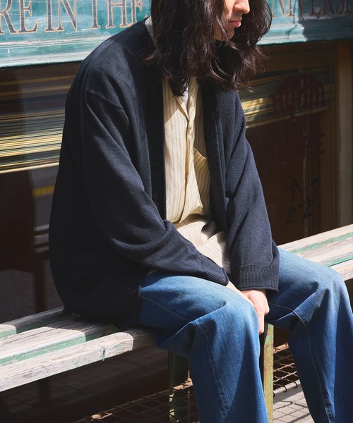 「WILD LIFE TAILOR Adam et Rope'」 ニットカーディガン L ネイビー メンズ_画像5