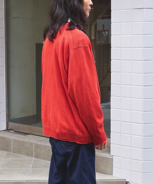 「WILD LIFE TAILOR Adam et Rope'」 ニットカーディガン L ネイビー メンズ_画像9
