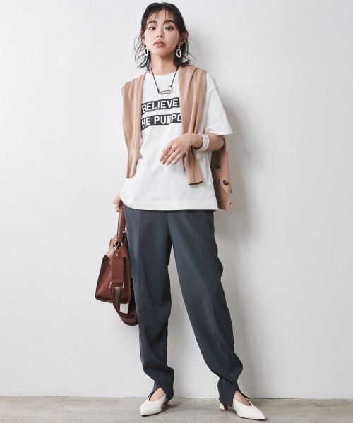 「CHIC STYLE」 イージーパンツ LL グレー レディース_画像2