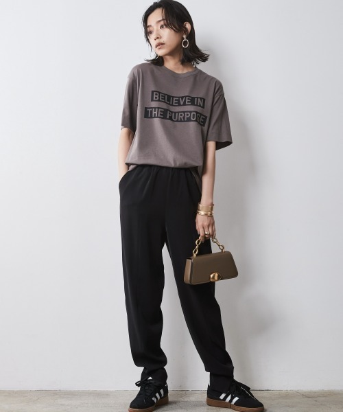 「CHIC STYLE」 イージーパンツ LL グレー レディース_画像4