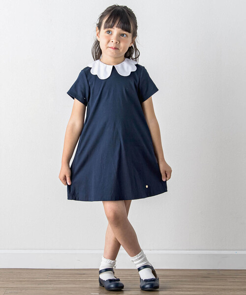 「Tartine et Chocolat」 「KIDS」半袖ワンピース 100cm ネイビー キッズ_画像2