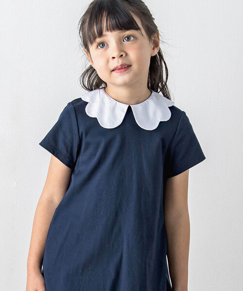 「Tartine et Chocolat」 「KIDS」半袖ワンピース 100cm ネイビー キッズ_画像3