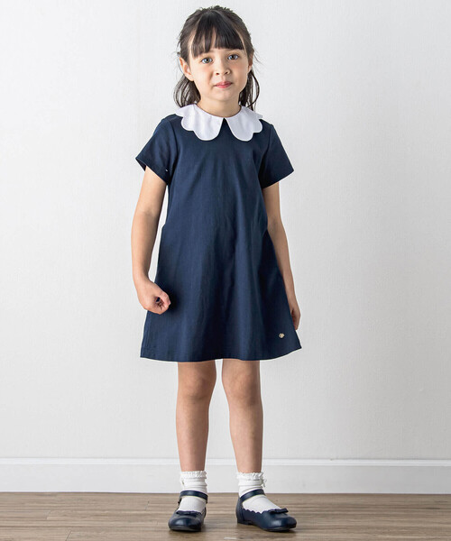 「Tartine et Chocolat」 「KIDS」半袖ワンピース 100cm ネイビー キッズ_画像4