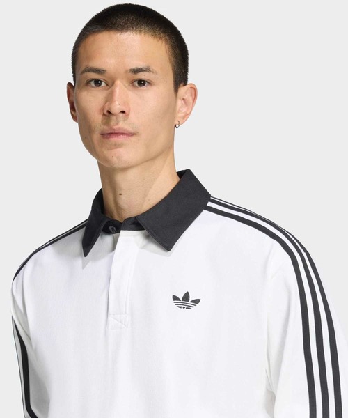adidas（アディダス） ポロシャツ スリーストライプス ラグビー 長袖
