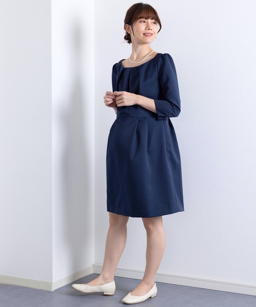 スウィートマミー (Sweet Mommy) 日本製 グログラン フォーマル ワンピース 7分袖 授乳服&frasl;マタニティ 授乳服マタニティウェア  バイカラーレースワンピース 7分袖