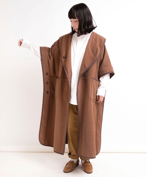 RNA-N ポンチョ C0716 コットンメルトンポンチョコート レディース