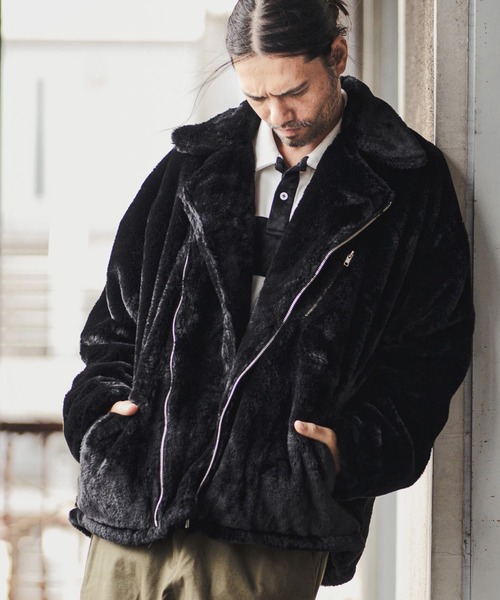 【Y】ARMANI JEANS 毛皮 ライダースジャケット ファー ライダースジャケット レディース 折り襟 PUレザージャケット