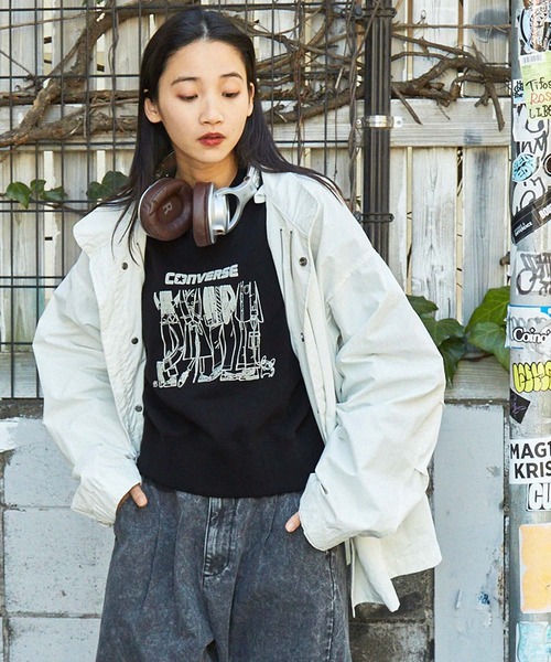 tシャツ Tシャツ 「CONVERSE/コンバース」ソリマチアキラ イラストグラフィック裏毛オーバーサイズスウェット レディース CONVERSE/コンバース】ソリマチアキラ イラストグラフィック裏毛