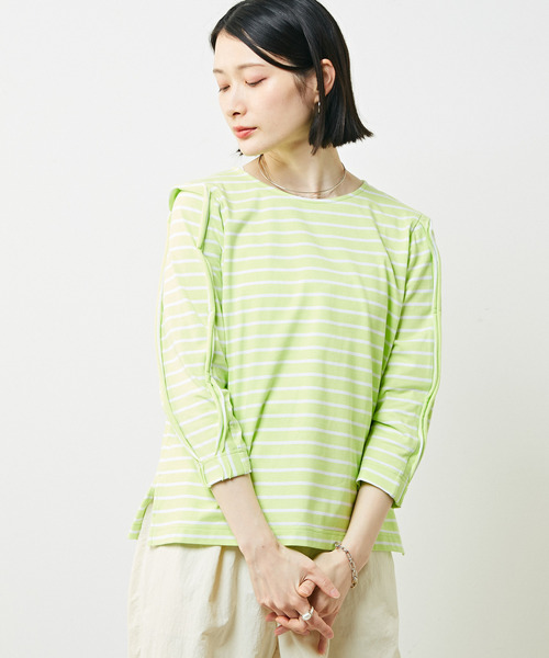 tシャツ ボーダーデザインロングTシャツ レディース