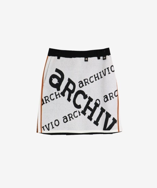 ARCHIVIO スカート ブラック グレー LADIES>ボーダー切替ニットスカート（スカート）｜archivio