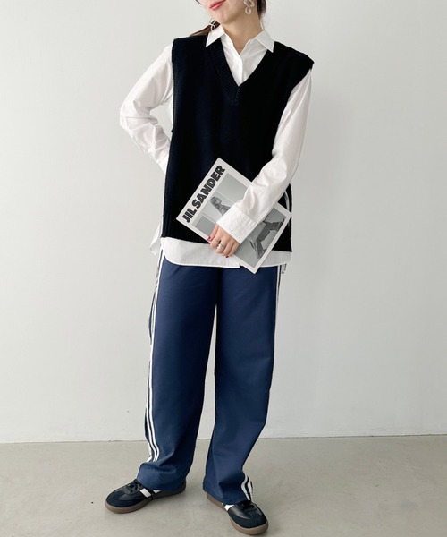 un+frame ベスト ジレ side slit knit vest／サイドスリットオーバー