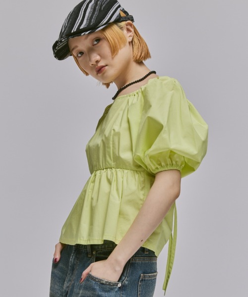 FEKETE ブラウス シャツ BACK OPEN RIBBON BLOUSE