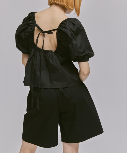 FEKETE ブラウス シャツ BACK OPEN RIBBON BLOUSE