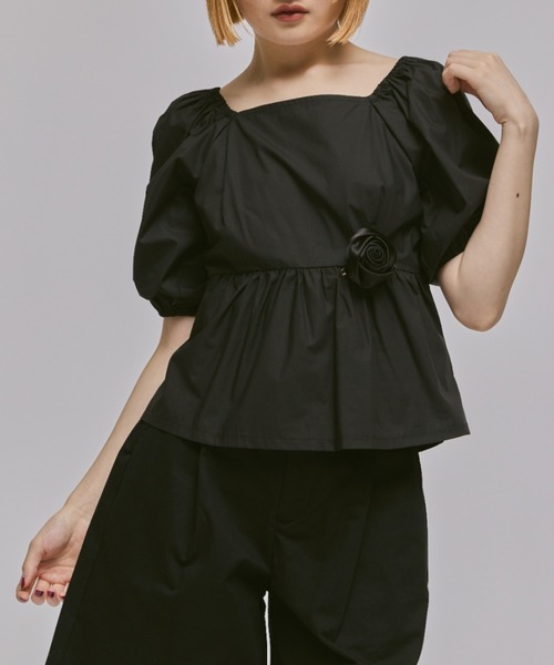 FEKETE ブラウス シャツ BACK OPEN RIBBON BLOUSE