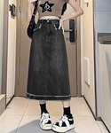 デニムスカート フリンジデサントデニムスカートの詳細画像3