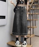 デニムスカート フリンジデサントデニムスカートの詳細画像4