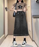 デニムスカート フリンジデサントデニムスカートの詳細画像1