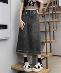 デニムスカート フリンジデサントデニムスカートの詳細画像2