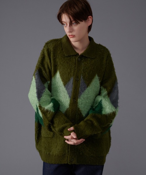 MOUSSY（マウジー）の「SHAGGY KNIT ARGYLE カーディガン