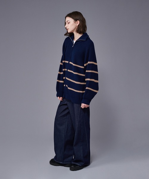 ONCILY（オンシェリー） セーター ニット FULL ZIP BORDER KNIT